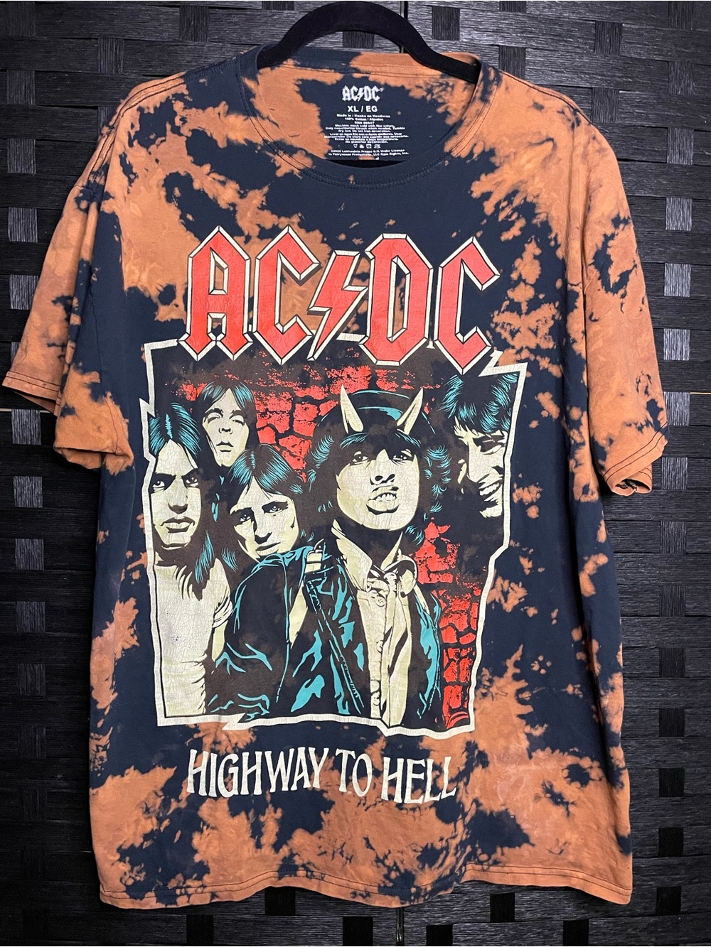 AC/DC Tie-Dye 'Highway to Hell' Graphic Tee - Black & Orange